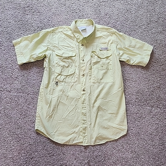 Columbia Lime Green Boys XL Short Sleeve Button Up Shirt - Picture 1 of 9